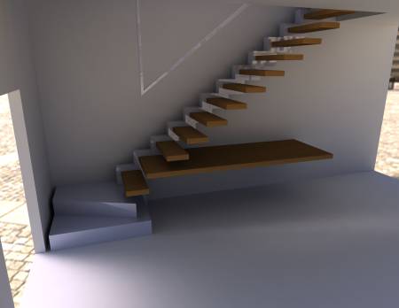 Visuel 3d escalier métallique marches bois hêtre à Villette d’Anthon en Isère